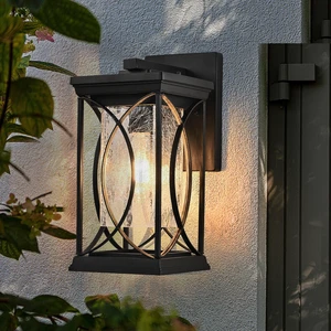 Pack Outdoor Wall Lantern with Crackled Glass, Weather Resistant Exterior Fixture for Patio and Entryway Decorative Pack Outdoor Wall Lantern with Crackled Glass, Weather Resistant Exterior Fixture for Patio and Entryway Decorative
