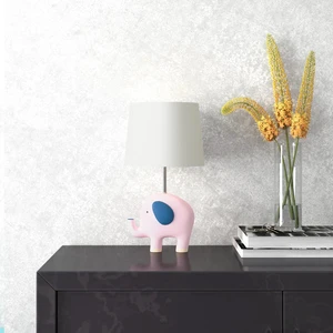 16.5 in Animal Polyresin for Kids Child Living Bedside Desk Nightstand Single Small Table Lamp with Linen Empire Shade 16.5 in Animal Polyresin for Kids Child Living Bedside Desk Nightstand Single Small Table Lamp with Linen Empire Shade