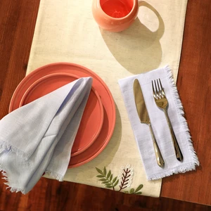 Cotton Napkins Set 4 20 Inch, Hemstitch Dinner Napkins, Blue Cotton Napkins Set 4 20 Inch, Hemstitch Dinner Napkins, Blue