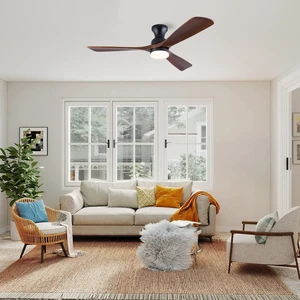 52 Inch Ceiling Fan with LED, Solid Blades Reversible Motor Remote Control Ceiling Fan for Living Indoor, Black, Solid 52 Inch Ceiling Fan with LED, Solid Blades Reversible Motor Remote Control Ceiling Fan for Living Indoor, Black, Solid