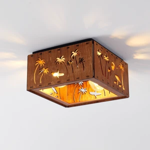 2 Light Ceiling, Flush Mount Ceiling with Metal and Square Fixture for Kitchen Entryway, Wood, Iron, Living 2 Light Ceiling, Flush Mount Ceiling with Metal and Square Fixture for Kitchen Entryway, Wood, Iron, Living
