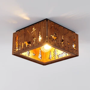 2 Light Ceiling, Flush Mount Ceiling with Metal and Square Fixture for Kitchen Entryway Bulbs Not Included, Wood, Iron 2 Light Ceiling, Flush Mount Ceiling with Metal and Square Fixture for Kitchen Entryway Bulbs Not Included, Wood, Iron