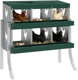 Paw Hut Chicken Nesting Boxes, 6 Compartment Metal Nesting Boxes for Chickens Two Tier Egg Laying with Vented Holes Paw Hut Chicken Nesting Boxes, 6 Compartment Metal Nesting Boxes for Chickens Two Tier Egg Laying with Vented Holes