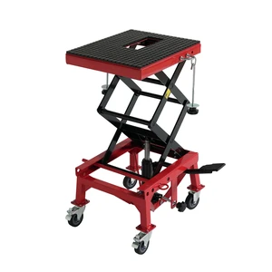 Hydraulic Motorcycle Lift Table, Heavy Duty Foot Pedal Scissor Jack with Wide Deck Hooks and 4 Wheels Mini Lift Stand Hydraulic Motorcycle Lift Table, Heavy Duty Foot Pedal Scissor Jack with Wide Deck Hooks and 4 Wheels Mini Lift Stand