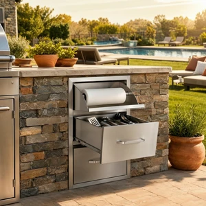 Drawer Cabinets for Outdoor Kitchens Courtyards, Silver, Stainless Steel Drawer Cabinets for Outdoor Kitchens Courtyards, Silver, Stainless Steel