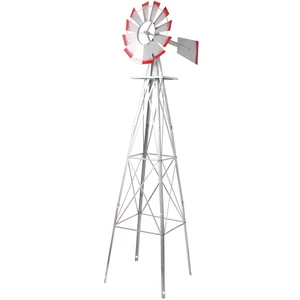 Decorative Garden Windmill, Heavy Duty Metal Yard Ornament with Leg Frame Outdoor Lawn Decoration, Gray, Steel Decorative Garden Windmill, Heavy Duty Metal Yard Ornament with Leg Frame Outdoor Lawn Decoration, Gray, Steel