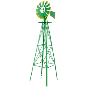 Decorative Garden Windmill, Heavy Duty Metal Yard Ornament with Leg Frame Outdoor Lawn Decoration, Green, Steel Decorative Garden Windmill, Heavy Duty Metal Yard Ornament with Leg Frame Outdoor Lawn Decoration, Green, Steel