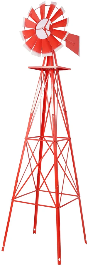 Decorative Garden Windmill, Heavy Duty Metal Yard Ornament with Leg Frame Outdoor Lawn Decoration, Red, Steel Decorative Garden Windmill, Heavy Duty Metal Yard Ornament with Leg Frame Outdoor Lawn Decoration, Red, Steel