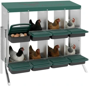 Paw Hut Chicken Nesting Boxes, 8 Compartment Metal Nesting Boxes for Chickens Two Tier Egg Laying with Vented Holes Paw Hut Chicken Nesting Boxes, 8 Compartment Metal Nesting Boxes for Chickens Two Tier Egg Laying with Vented Holes