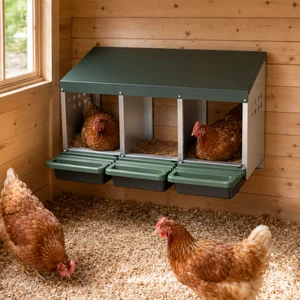 3 Compartment Chicken Nesting Box, Stand with Soft Padded Mats 0.8 mm Top Cover and 0.6 mm Galvanized Steel Poultry 3 Compartment Chicken Nesting Box, Stand with Soft Padded Mats 0.8 mm Top Cover and 0.6 mm Galvanized Steel Poultry