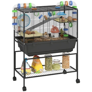 Paw Hut Large Hamster Cage with Tray, 3 Tier Rolling Rat Cage with Storage Shelf Big Exercise Wheel Tube System Hut Paw Hut Large Hamster Cage with Tray, 3 Tier Rolling Rat Cage with Storage Shelf Big Exercise Wheel Tube System Hut