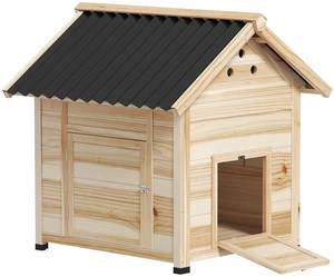 Paw Hut Duck Coop, Wooden Duck Outdoor Small Animal with Openable Roof Double Doors Removable Base for 1 Chickens Paw Hut Duck Coop, Wooden Duck Outdoor Small Animal with Openable Roof Double Doors Removable Base for 1 Chickens