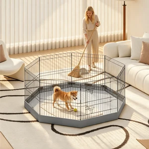 24 Inch 8 Panels Metal Dog Playpen with Waterproof Bottom Pad, Camping Pet Exercise Play Yard with Lockable Secure Door 24 Inch 8 Panels Metal Dog Playpen with Waterproof Bottom Pad, Camping Pet Exercise Play Yard with Lockable Secure Door