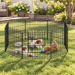 Scalloped Dog Playpen, 24 Inch Foldable Metal Pet Fence 8 Panel Octagon Exercise Pen for Dogs Single Door Indoor Scalloped Dog Playpen, 24 Inch Foldable Metal Pet Fence 8 Panel Octagon Exercise Pen for Dogs Single Door Indoor