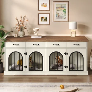 70.8 Inch Large Dog Crate Furniture for Dogs, Dog Kennel Indoor with Removable Divider Door and Storage Drawers End 70.8 Inch Large Dog Crate Furniture for Dogs, Dog Kennel Indoor with Removable Divider Door and Storage Drawers End