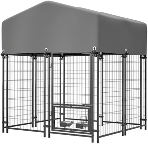Outdoor Dog Kennel 4.23 3.83 with Roof, Heavy Duty Welded Wire Crate All Weather Protection and Safe Lock Design Outdoor Dog Kennel 4.23 3.83 with Roof, Heavy Duty Welded Wire Crate All Weather Protection and Safe Lock Design