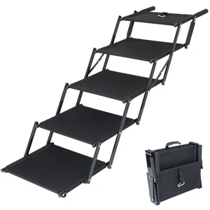 Extra Wide Foldable Dog Stairs, Pet Ramp with Non Slip Surface and Soft Foam Handle Dogs Stairs for Cars High Beds Extra Wide Foldable Dog Stairs, Pet Ramp with Non Slip Surface and Soft Foam Handle Dogs Stairs for Cars High Beds