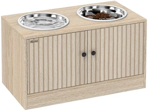 Paw Hut Elevated Dog Bowls with Storage Cabinet, Raised Dog Bowl Stand Pet Feeding Station with Slow Feeder Paw Hut Elevated Dog Bowls with Storage Cabinet, Raised Dog Bowl Stand Pet Feeding Station with Slow Feeder