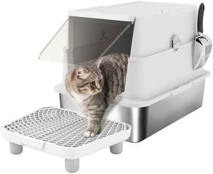 Paw Hut Stainless Steel Cat Litter Box with Lid, Extra Large Enclosed Metal Litter Box for Big Cats Flip Cover High Paw Hut Stainless Steel Cat Litter Box with Lid, Extra Large Enclosed Metal Litter Box for Big Cats Flip Cover High