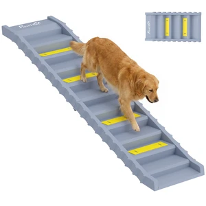 Paw Hut Dog Stairs for Car Truck SUV, Foldable Dog Ramp for Medium Small Dogs Folding Pet Stairs with Non-Slip Strips Paw Hut Dog Stairs for Car Truck SUV, Foldable Dog Ramp for Medium Small Dogs Folding Pet Stairs with Non-Slip Strips