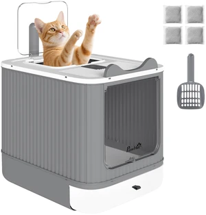 Paw Hut Cat Litter Box with Lid, Enclosed Litter Box for Medium Cats Front Entry and Top Exit Scoop Deodorizer Bag Easy Paw Hut Cat Litter Box with Lid, Enclosed Litter Box for Medium Cats Front Entry and Top Exit Scoop Deodorizer Bag Easy