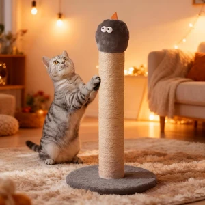 22 Inch Cat Scratching Post, Sisal Cat Scratcher with Interactive Hanging Toy Monster Scratch Pole for Indoor Cats 22 Inch Cat Scratching Post, Sisal Cat Scratcher with Interactive Hanging Toy Monster Scratch Pole for Indoor Cats