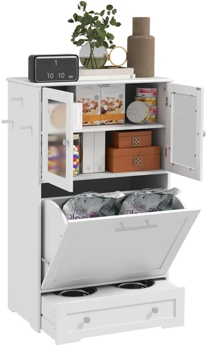 Paw Hut Dog Feeding Station with Storage Cabinets, Elevated Dog Bowls Side Hooks Anti Tip Kit Hidden Pet Feeder Station Paw Hut Dog Feeding Station with Storage Cabinets, Elevated Dog Bowls Side Hooks Anti Tip Kit Hidden Pet Feeder Station