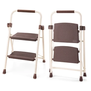 2step Ladder with Handrails, 330 LBS Folding Step Stool with Anti Slip Wide Pedal for Kitchen Pantry, Apricot, ABS 2step Ladder with Handrails, 330 LBS Folding Step Stool with Anti Slip Wide Pedal for Kitchen Pantry, Apricot, ABS
