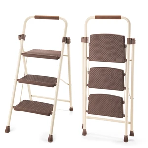 3step Ladder, Folding Step Stool with Wide Anti Slip Pedal Steel Ladder Convenient Handrail Lightweight Portable Steel 3step Ladder, Folding Step Stool with Wide Anti Slip Pedal Steel Ladder Convenient Handrail Lightweight Portable Steel