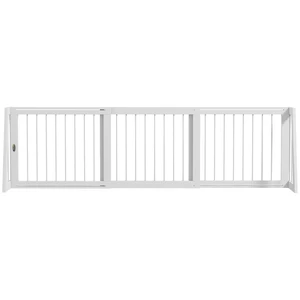 Paw Hut Freestanding Pet Gate, Wooden Dog Gate with Retractable Length 75 Support Feet Non-Slip Mats 3 Panel Pet Paw Hut Freestanding Pet Gate, Wooden Dog Gate with Retractable Length 75 Support Feet Non-Slip Mats 3 Panel Pet