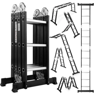 4 Folding Ladder, Extension Ladder Outdoor 7 in Purpose Step Heavy Duty Collapsible Tall Adjustable Roof Work Painting 4 Folding Ladder, Extension Ladder Outdoor 7 in Purpose Step Heavy Duty Collapsible Tall Adjustable Roof Work Painting