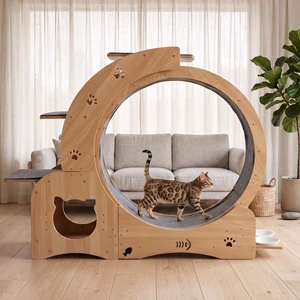 27.5 Inch Cat Exercise Wheel for Indoor Cats, Quiet Cat Running Treadmill with Bowls Level Perches and Cave Exerciser 27.5 Inch Cat Exercise Wheel for Indoor Cats, Quiet Cat Running Treadmill with Bowls Level Perches and Cave Exerciser