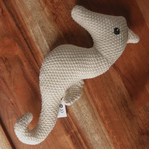 Handmade Cotton Knitted Soft Seahorse Toy, Off White, Soft Play Handmade Cotton Knitted Soft Seahorse Toy, Off White, Soft Play