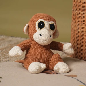 Handcrafted Cotton Knitted Soft Monkey Toy Soft Toys, Apricot Brown, Play Handcrafted Cotton Knitted Soft Monkey Toy Soft Toys, Apricot Brown, Play