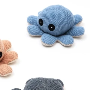 Knitted Stuffed Octopus Soft Toy, Blue, Cotton, Soft Play Knitted Stuffed Octopus Soft Toy, Blue, Cotton, Soft Play