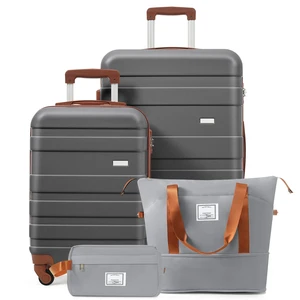 4 Piece Luggage Set 20 in Carry, 28 in Checked Suitcase with TSA Lock Travel Duffel Bag Wet Dry Toiletry Bag, Grey 4 Piece Luggage Set 20 in Carry, 28 in Checked Suitcase with TSA Lock Travel Duffel Bag Wet Dry Toiletry Bag, Grey