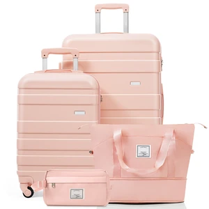 4 Piece Luggage Set 20 in Carry, 28 in Checked Suitcase with TSA Lock Travel Duffel Bag Wet Dry Toiletry Bag, Pink 4 Piece Luggage Set 20 in Carry, 28 in Checked Suitcase with TSA Lock Travel Duffel Bag Wet Dry Toiletry Bag, Pink