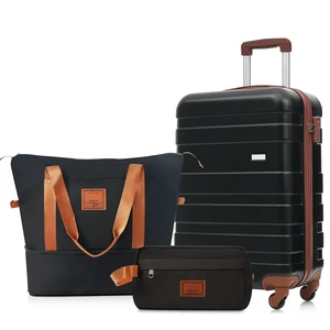 3 Piece Luggage Set 20 in Suitcase with TSA Lock Travel Duffel Bag Wet Dry Toiletry Bag, Black, ABS, Hard Case Luggage 3 Piece Luggage Set 20 in Suitcase with TSA Lock Travel Duffel Bag Wet Dry Toiletry Bag, Black, ABS, Hard Case Luggage