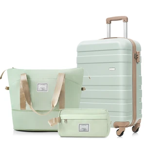 3 Piece Luggage Set 20 in Suitcase with TSA Lock Travel Duffel Bag Wet Dry Toiletry Bag, Grey Green, ABS, Hard Case 3 Piece Luggage Set 20 in Suitcase with TSA Lock Travel Duffel Bag Wet Dry Toiletry Bag, Grey Green, ABS, Hard Case
