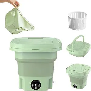 Portable Washing Machine, Mini Washer, 8L, Deep cleaning of Underwear, Baby Clothes, or Small Items, Perfect for Camping, Apartments, Hotels, College Dorms, Travel, folding washing machine (Green) Portable Washing Machine, Mini Washer, 8L, Deep cleaning of Underwear, Baby Clothes, or Small Items, Perfect for Camping, Apartments, Hotels, College Dorms, Travel, folding washing machine (Green)