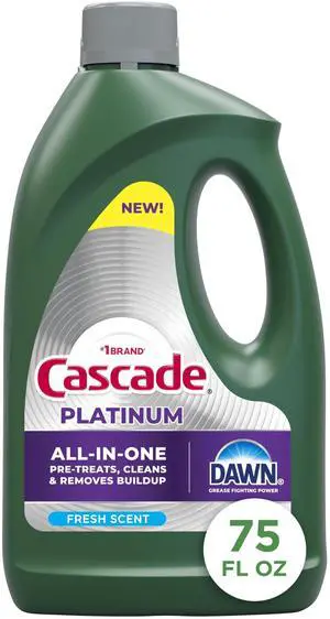 Platinum Dishwasher Liquid Gel, Dish Soap for Dishwasher With the Grease Fighting Power of Dawn, Fresh Scent, 75oz (Pack of 1) Platinum Dishwasher Liquid Gel, Dish Soap for Dishwasher With the Grease Fighting Power of Dawn, Fresh Scent, 75oz (Pack of 1)