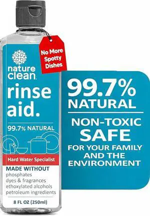 All Natural Dishwasher Rinse Aid Cleaner, Liquid Dishwasher Rinse Agent for Spot-Free Glass & Cutlery in Hard Water, Non Toxic Dish Washer Rinse Aid & Stain Remover, 8 oz/250ml, Pack of 1 All Natural Dishwasher Rinse Aid Cleaner, Liquid Dishwasher Rinse Agent for Spot-Free Glass & Cutlery in Hard Water, Non Toxic Dish Washer Rinse Aid & Stain Remover, 8 oz/250ml, Pack of 1