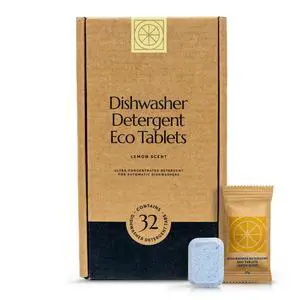 Dishwasher Pods (32 Eco Tabs) Soap Detergent, No Harsh Ingredients, Individually Wrapped - Lemon Fresh Dishwasher Pods (32 Eco Tabs) Soap Detergent, No Harsh Ingredients, Individually Wrapped - Lemon Fresh