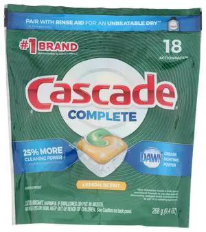 Complete Dishwasher Pods, ActionPacs Dishwasher Detergent Tabs, Lemon Scent, 18 Count Complete Dishwasher Pods, ActionPacs Dishwasher Detergent Tabs, Lemon Scent, 18 Count