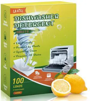 Dishwasher Detergent Sheets 100 Loads, Liquid-Free Dish Soap Cleaner Strips Eco-Friendly No Plastic Dishwasher Pods Detergent, Use in Dishwasher or Sink, Leaving Dishes Sparkling Clean (Lemon) Dishwasher Detergent Sheets 100 Loads, Liquid-Free Dish Soap Cleaner Strips Eco-Friendly No Plastic Dishwasher Pods Detergent, Use in Dishwasher or Sink, Leaving Dishes Sparkling Clean (Lemon)