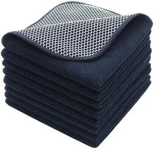 Microfiber Cleaning Cloth, Dish Rags, 12x12inch, 8 Pack, Black Microfiber Cleaning Cloth, Dish Rags, 12x12inch, 8 Pack, Black
