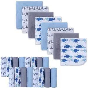 Baby Washcloths, 24Pack Baby Wash Cloths Extra Soft & Ultra Absorbent, Baby Towels and Washcloths Face Towel Unisex for Boys Girls Body, Washclothes Gentle on Sensitive Skin, 9x9 Whale & Anchor Baby Washcloths, 24Pack Baby Wash Cloths Extra Soft & Ultra Absorbent, Baby Towels and Washcloths Face Towel Unisex for Boys Girls Body, Washclothes Gentle on Sensitive Skin, 9x9 Whale & Anchor