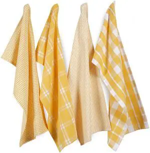 100% Cotton Kitchen Dish Cloths, Ultra Soft Absorbent Quick Drying Dish Towels, Multiweave Wash Cloths Dish Towel Sets, 13x28 Inches, 4 Pack - Yellow 100% Cotton Kitchen Dish Cloths, Ultra Soft Absorbent Quick Drying Dish Towels, Multiweave Wash Cloths Dish Towel Sets, 13x28 Inches, 4 Pack - Yellow