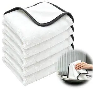 Shiny Cleaning Cloths White Dual-Sided, Drying Dish Towels, 5pcs 12"x10" Ultra Absorbent Quick Drying Dish Towels, Streak Free Reusable Wash Cloths, Microfiber Lint-Free Wipes for Dishes, Sink & Glass Shiny Cleaning Cloths White Dual-Sided, Drying Dish Towels, 5pcs 12"x10" Ultra Absorbent Quick Drying Dish Towels, Streak Free Reusable Wash Cloths, Microfiber Lint-Free Wipes for Dishes, Sink & Glass