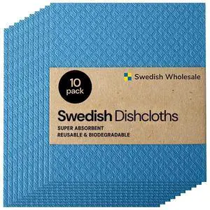 Dishcloths Reusable 8" x 7" Sponge Cloths, Bulk 10 Pack of High Absorbent Cellulose Dish & Kitchen Cleaning Hand Towels, Wring to Dry & Machine Wash, Odor Resistant, Blue Dishcloths Reusable 8" x 7" Sponge Cloths, Bulk 10 Pack of High Absorbent Cellulose Dish & Kitchen Cleaning Hand Towels, Wring to Dry & Machine Wash, Odor Resistant, Blue